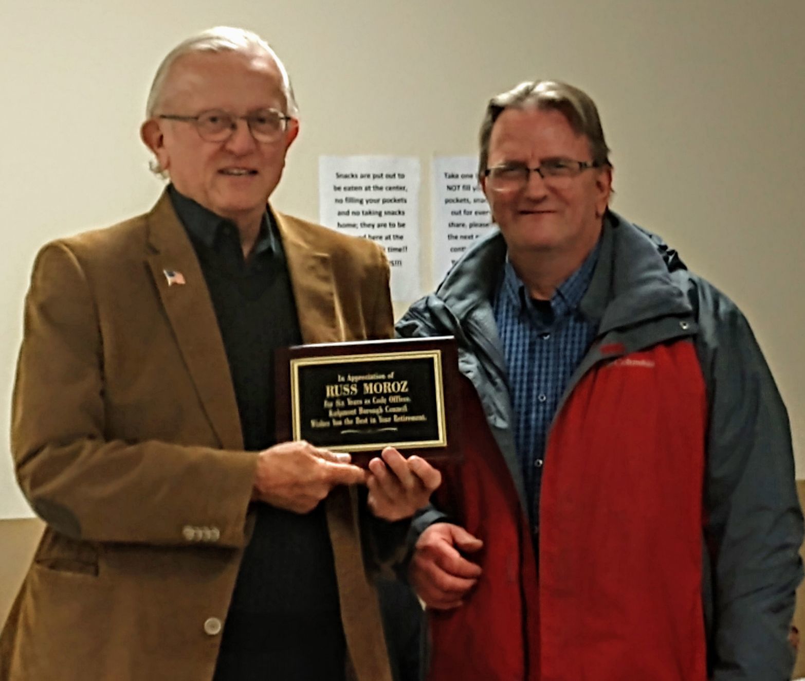 Plaque Presented to Moroz